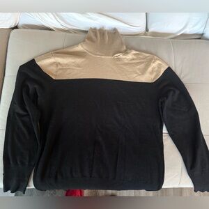 Black and Tan Turtleneck Sweater